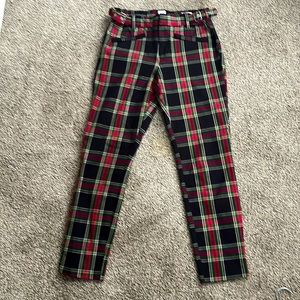 Christmas plaid cigarette pants!